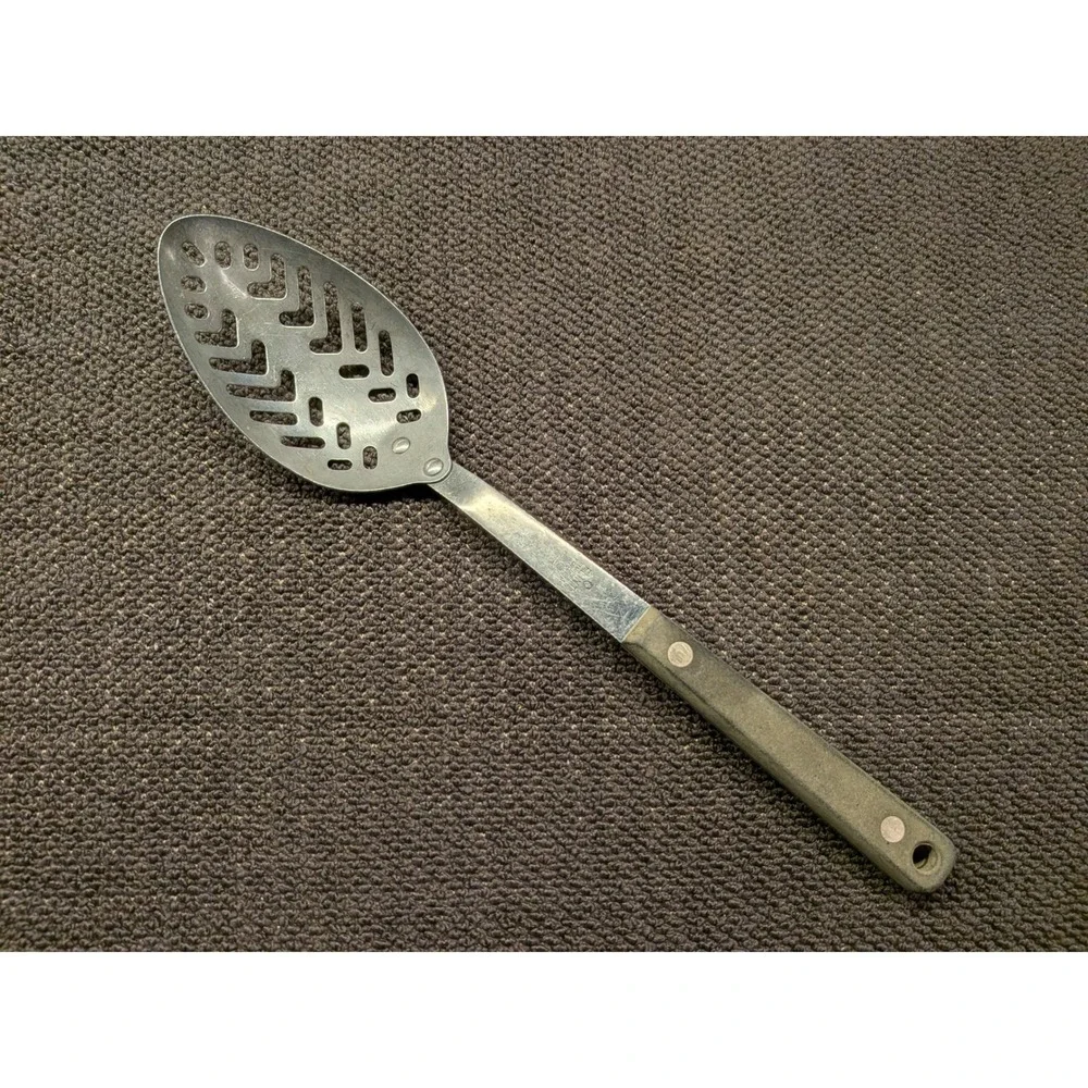 Vintage Ekco Flint Stainless Vanadium Slotted Spoon USA Mid-Century